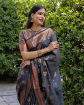 Premium Grey Color Soft Silk Sarees